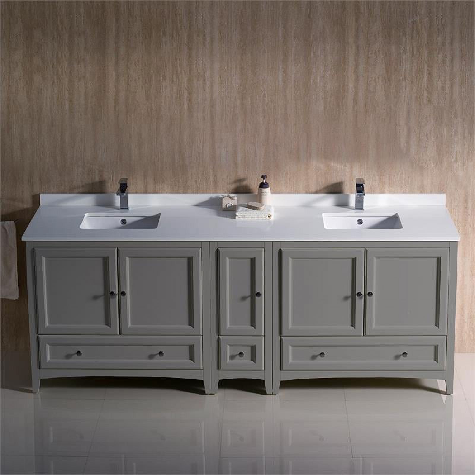 Fresca Oxford 72" Double Sinks Traditional Wood Bathroom Cabinet in Gray - image 2 of 3