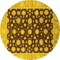 thumbnail image 1 of Ahgly Company Indoor Round Oriental Yellow Traditional Area Rugs, 8' Round, 1 of 4