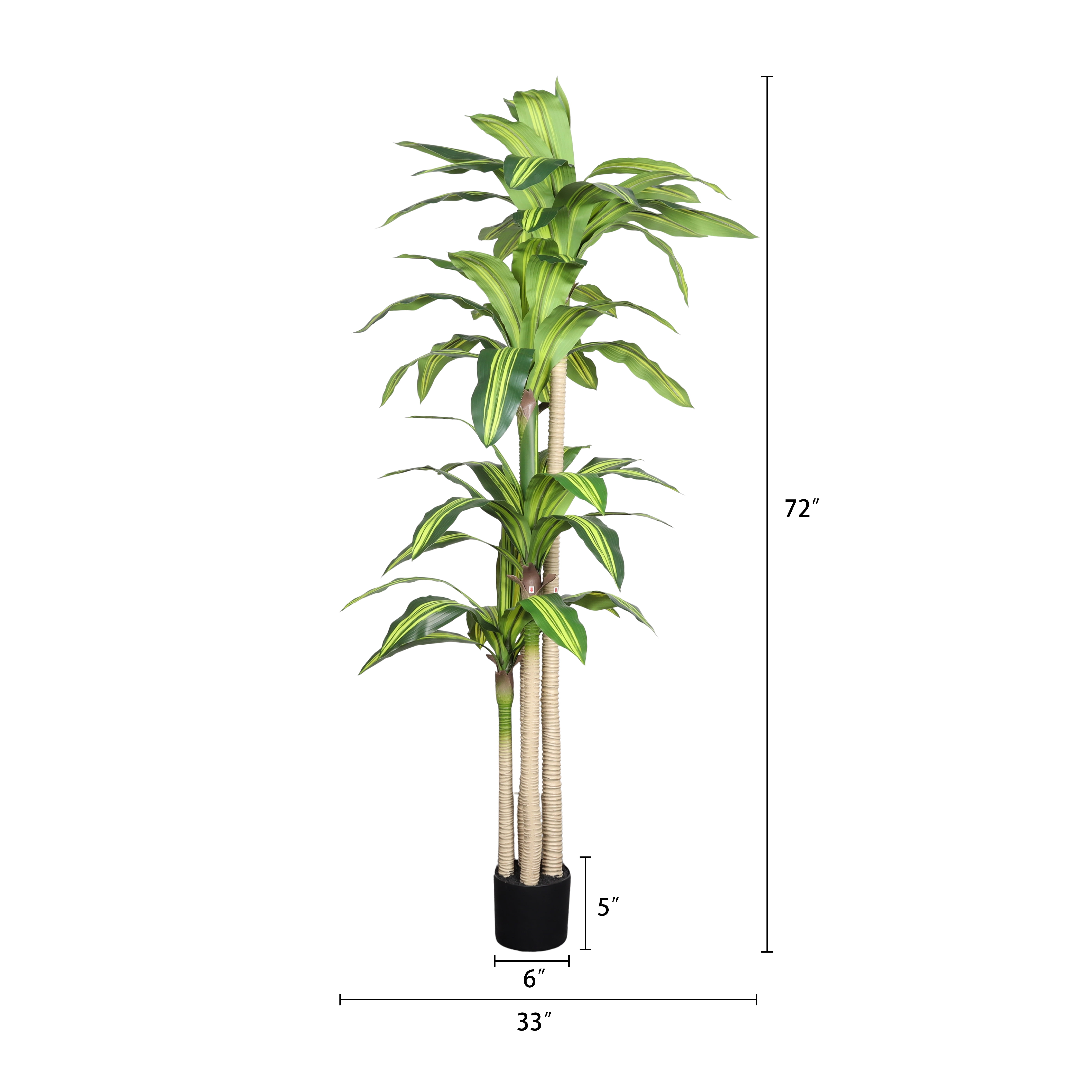 6FT Artificial Dracaena Tree with Black Plastic Pot,Faux Plants Indoor Outdoor Decor,Silk Plants for Home Decor Office