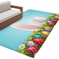 thumbnail image 2 of Easter 3'x5' Washable Rug, Bunny Colorful Eggs Spring Floral Botanical Non-Slip Area Rugs for Entryway Kitchen Classroom, StainResistant Dorm Throw Carpet, Low Pile Soft Indoor Floor Mat, 2 of 9