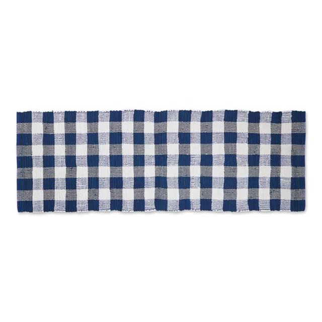Design Imports CAMZ12567 2 ft. 3 in. x 6 ft. Buffalo Check Runner Rug, Navy & White