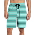 thumbnail image 2 of Aobny Striped Men Shorts Beach Board Pants Big & Tall Casual Mid Rise Baggy Spring Clothes,Green,L, 2 of 6