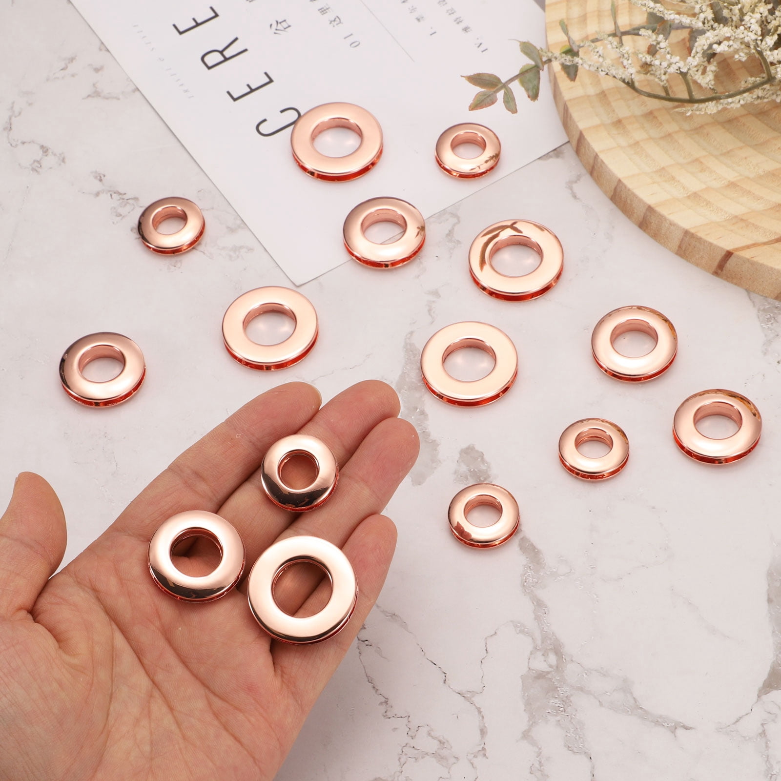 Unique Bargains Zinc Alloy Grommets for Fabric Curtains Leather Craft Rose Gold 5/8"