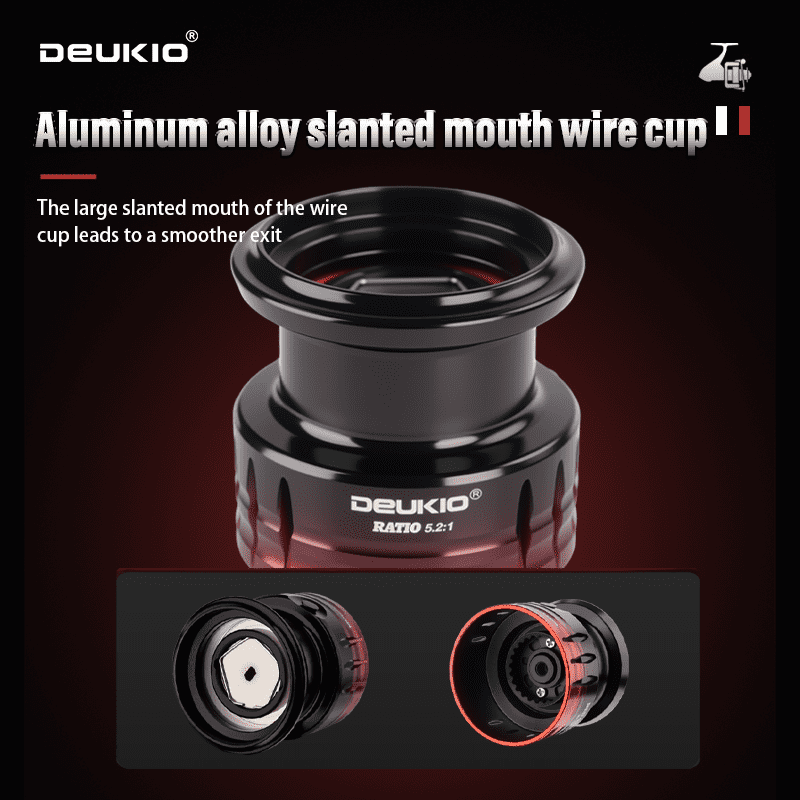 DEUKIO 2025 Spinning Reel 5.2:1 Gear Ratio 18LB Max Drag Power CNC Metal Spool Handle Fishing Reel for Freshwater Saltwater