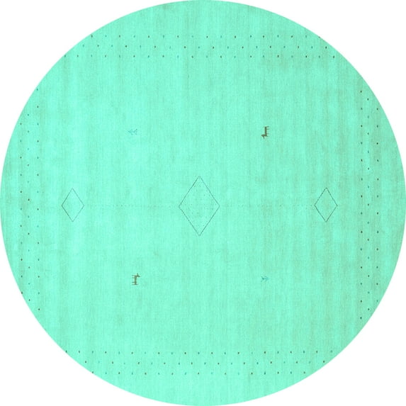 Ahgly Company Indoor Round Solid Turquoise Blue Modern Area Rugs, 6' Round