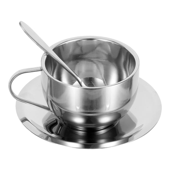 LOLIPPYY Stainless Steel Insulated Coffee Cups Set with Saucer, Stackable Tea and Espresso Mugs for Hot and Cold Drinks