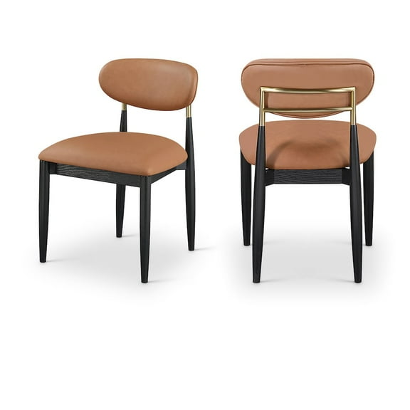 Meridian Furniture Riccio Cognac Vegan Leather Dining Side Chair (Set of 2)