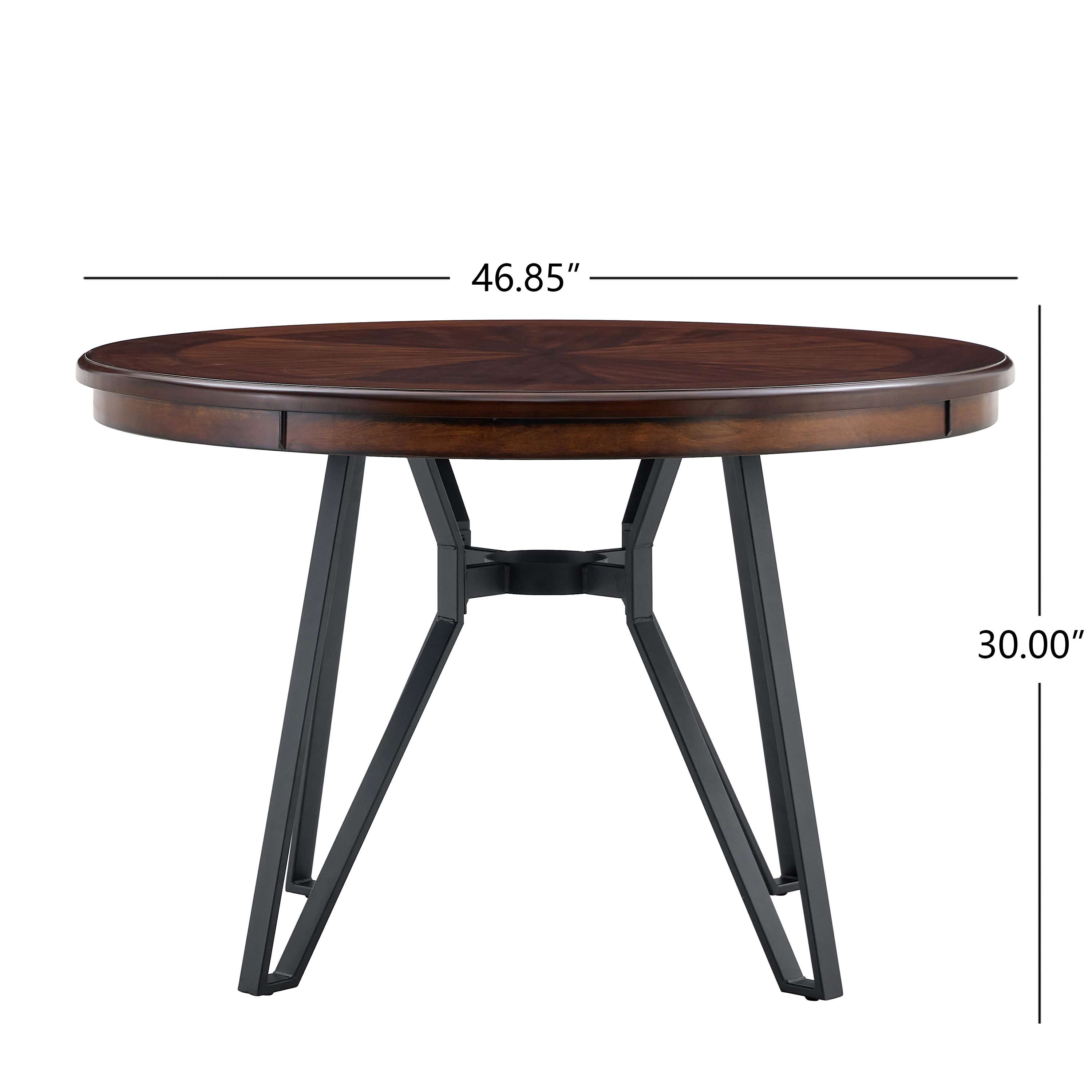 Euroco 46" Round Dining Table for 4, Modern Kitchen Table with Metal Legs for Kitchen Dining Room,Living Room,Small Spaces,Brown