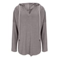 thumbnail image 3 of Uootdi Hoodies for Women Long Sleeve Shirts for Women Oversized V Neck Lightweight Sweatshirts Gift Drawstring Pullover Loose F it Tops, 3 of 8