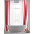 thumbnail image 6 of Red Striped Semi Sheer Window Curtains 96 Inches Long, Modern White Striped Abstract Art Aesthetics Rod Pocket Voile Silky Chiffon Curtain Light Filtering Drapes for Living Room, 52"x96", 2 Panels, 6 of 9