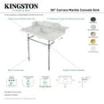 thumbnail image 5 of Kingston Brass LMS3622M8SQ1 Habsburg 36" Carrara Marble Console Sink with Brass Legs (8-Inch, 3-Hole), Carrara Marble White/Polished Chrome, 5 of 6
