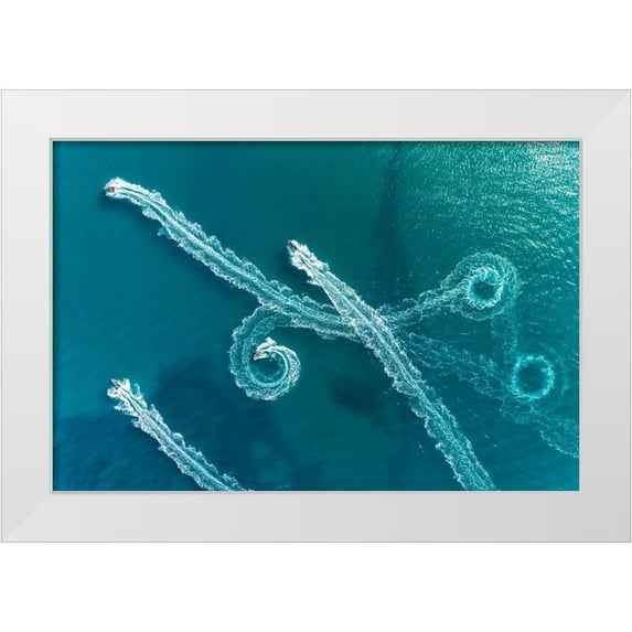 Meirovich, Ido 18x13 White Modern Wood Framed Museum Art Print Titled - Lines and circles
