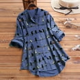 thumbnail image 2 of asdoklhq Womens Plus Size Tops Clearance,Women Casual Cat Print Long Sleeve O-Neck Button Loose Shirt Top Blouse, 2 of 4