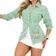 thumbnail image 3 of Camisas de Mujer con Botones, Blusas Clásicas de Rayas de Larga con Cuello para Oficina y Trabajo Verde M, 3 of 7