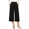 thumbnail image 3 of SwiftWear Women's Dress Work Capri Pants Solid Color Wide Leg Capris Stretch Casual Cropped Pants S-2XL, 3 of 6