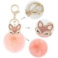 thumbnail image 4 of LLavero de mini Bola de piel de zorro hecho a mano, Bola de pompón de piel esponjosa con incrustaciones de diamantes de imitación, accesorios para bolso de mujer, llavero colgante para coche, 4 of 5