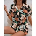thumbnail image 7 of Youpwaven Women's 2-Piece Hawaii Vacation Set, Tropical Floral Print Short Sleeve Shirt and Shorts, Summer Beach Holiday Button Down Outfit, Casual Loose Fit Loungewear, 7 of 7