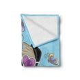 thumbnail image 2 of Pug Soft Flannel Fleece Throw Blanket, Puppy on the Field Flowers Butterflies Heart Shaped Clouds Open Sky, Cozy Plush for Indoor and Outdoor Use, 50" x 60", Sky Blue Multicolor, by Ambesonne, 2 of 5
