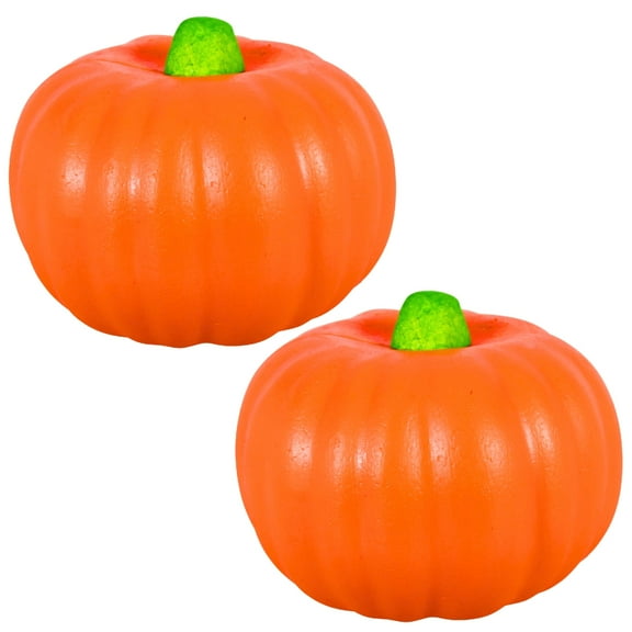 (2) Carvable Orange Foam Pumpkin, 5.5 x 4.5 in. Artificial Pumpkins for Halloween Thanksgiving Centerpiece Autumn DIY Crafts Home Decor Supply