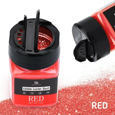 Edible Glitter - TWE5 1oz Luster Dust Edible Glimmer Powder Cake Decorating, Baking, Sparkling Drinks - Food Grade Shimmer Dust Powder, Metallic Food Color Cocktails, Icing, Fondant, Candy (Red)