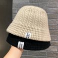 thumbnail image 4 of Women Winter Bucket Hat Warm Wool Knit Fisherman Cap Casual Foldable Panama Hat Lady Outdoor Sunscreen Sun Cap, 4 of 10