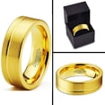 thumbnail image 3 of Charming Jewelers Tungsten Wedding Band Ring 6mm for Men Women Comfort Fit 18K Yellow Gold Plated Flat Cut Brushed Polished Lifetime Guarantee Size 8, 3 of 3