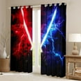 thumbnail image 2 of jejeloiu Lightsaber Blackout Curtains Set of 2 (52x84 Each),Abstract Lightning Window Curtains,Gradient Red Blue Curtains and Drapes For Boys Kids,Microfiber Bedroom Decor, 2 of 6