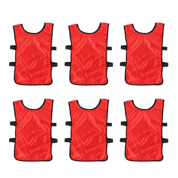 6pcs Kids Football Training Vests Breathable Red Pinnies Waistcoats for Children Practice