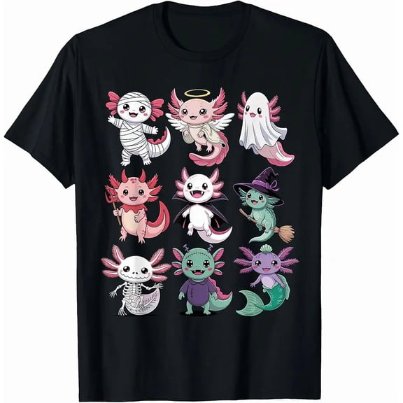 Halloween Axolotl T-Shirt - Cute Spooky Axolotls Costume T-Shirt