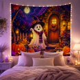 thumbnail image 2 of Friendly White Ghost with Glowing Lantern on Pumpkin Path, Whimsical Illustration for Gothic Decor Lovers, Cozy Autumn Wall Art, Halloween Gift Tapestry Wall Hanging for Living Room and Bedroom, 2 of 6