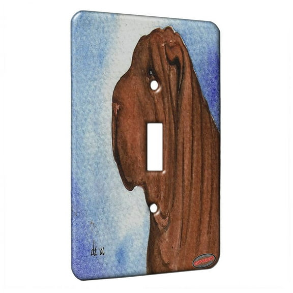KuzmarK™ Single Gang Toggle Switch Wall Plate - Chocolate Shar Pei on Blue Dog Art by Denise Every