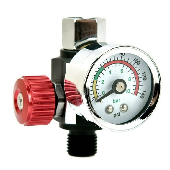 Air Compressor Regulator Valve with Pressure Gauge, for Precise Control in Air/Pneumatic Tool with PF20 Connector Red
