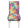 thumbnail image 7 of TSOVTHRID Rainbow Tie Dye Print Quilted Seat Cushion Covers for Kitchen Stretch Chair Cushion Slipcovers Practical Armless Chair Covers with Detachable Strap, Set of 4, 7 of 7