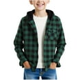 thumbnail image 2 of Teen Button down Shirt Plaid Hooded Long Sleeve Shirts Kids Light Fall Shirts Boys Jacket 15-16 Years, 2 of 9