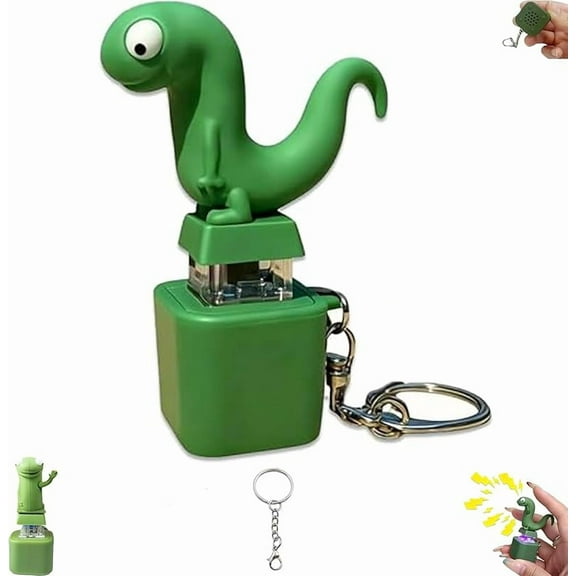 Wrongduck Lizard Button Keychain, Rechargeable Sound and Light Fidget Toy for Stress Relief, Portable Anxiety Aid Keychain with Colorful Lights for Adults and Kids