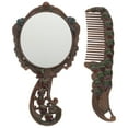 thumbnail image 1 of EeaseMX 1 juego de espejo de maquillaje vintage de mano, espejo cosmético vintage con decoración de peine, 1 of 8