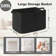 thumbnail image 3 of PrimeCook Shop Large Woven Storage Basket, 105L Extra Large Blanket Basket for Living Room, Bedroom, Rectangle Cotton Rope Organizer for Toy Storage, 25”x16”x16”, Black, 3 of 14