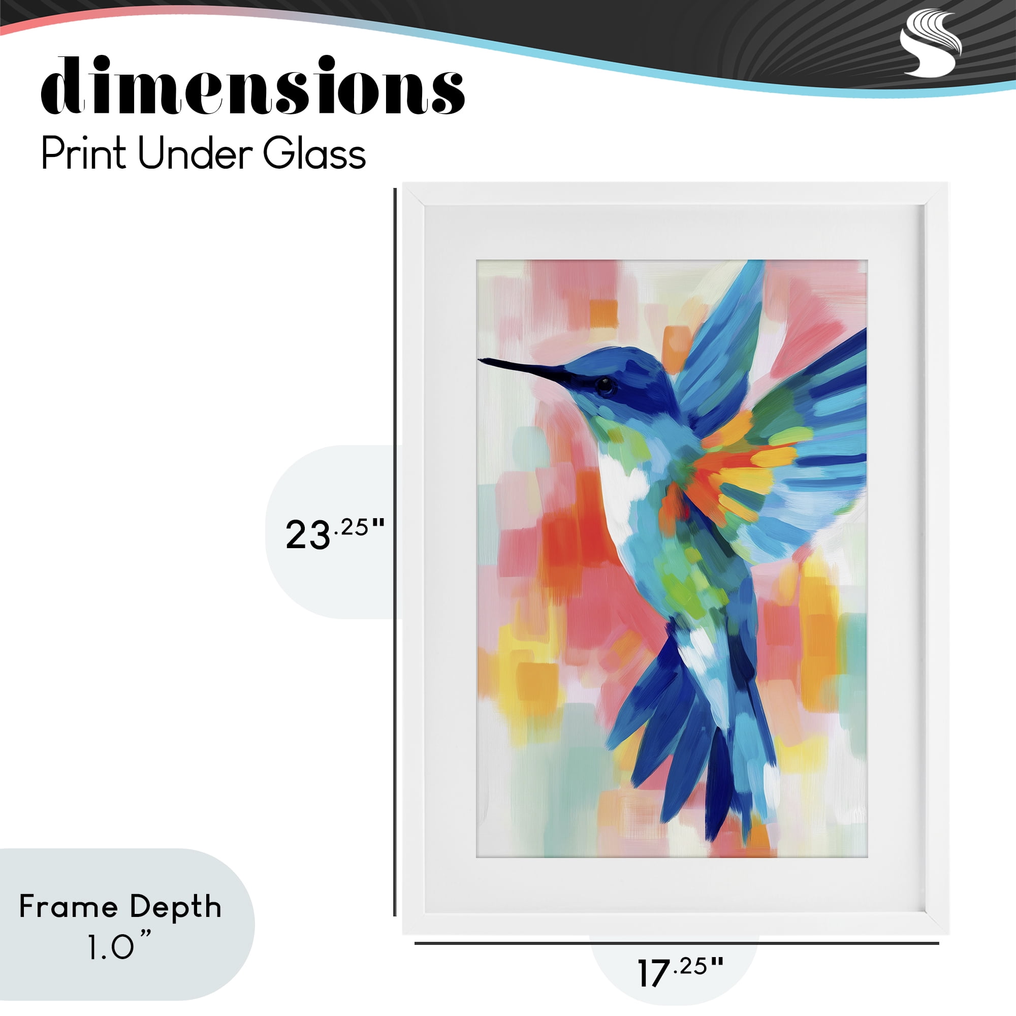 Stupell Industries Blue Hummingbird in Flight White Framed Print Under Glass, design by Chromatic Storm Studio