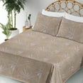 thumbnail image 3 of Ambesonne Leafy Design Fitted & Flat Sheet with Sham 3 Pcs Set, Tropical Dreamy Leaves, Twin XL, Pale Lilac Khaki Cream, 3 of 5