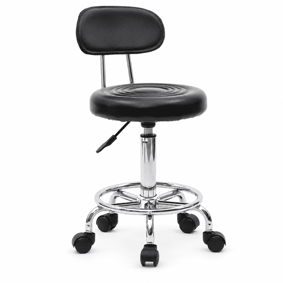 Alvantor Adjustable Salon Stool with Back - 360° Swivel Round Stool, Height Adjustable Beauty Chair, Black