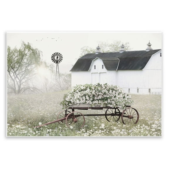 Stupell Industries Endearing Vintage Flower Wagon Rural Country Barn Graphic Art Unframed Art Print Wall Art, Design by Lori Deiter