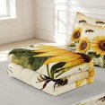 thumbnail image 6 of Erosebridal Cute Bee Zipper Twin Comforter Sets with Fitted Sheet and 2 Pillowcases,Dreamy Sunflower Floral Zipper Bedding Set,Beige Yellow,Light Gray Reversible,4pcs, 6 of 8