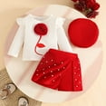 thumbnail image 2 of Tisuna Kids Girls Fall Outfit Set Cute Long Sleeve Crew Neck Floral Print Tops And Skirt Hat Outfits Children'S 3 Pieces Everyday Wear Clothing Set Size 6-9 Months, 2 of 8