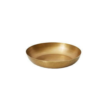 Serene Spaces Living 2" Gold Round Decorative Iron Bowl - Large Table Centerpiece, Golden Container for Floral Arrangement, Fruits, Vegetables, Candies, Accessories, Single