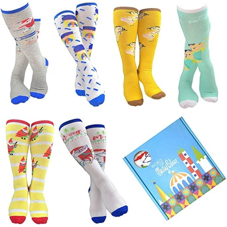 

Mary Blair Girls Funny and Cute Knee High Gift Box set 6-Pair (Kids Size)