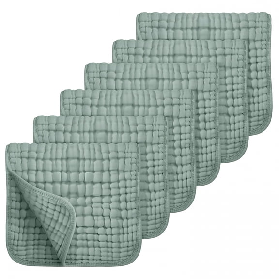 ARLAJO Muslin Burp Cloths 6 Pack - 20" x 10" - Ultra Soft & Absorbent, 6-Layer 100% Cotton for Spit Up & Drool- Gentle Baby Burping Cloth, Newborn Boys Girls Essentials, Dark Green