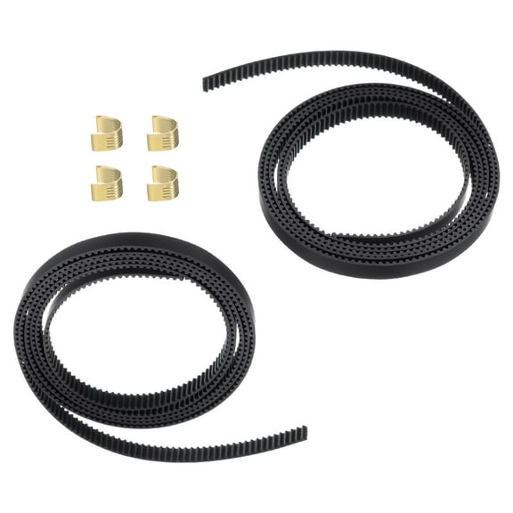 2 Set Open Timing Belt Length 1.5 Meter, Open 2GT Rubber Timing Kit, Width 6mm with 4pcs Copper Buckle