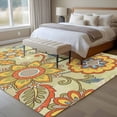 thumbnail image 4 of Boho Floral Large Area Rugs 6x9 ft Yellow Orange Flower Leaf Abstract Yellow Washable Rug Non Slip Indoor Carpet Absorbent Floor Mat for Living Room Bedroom Dining Room, 4 of 9