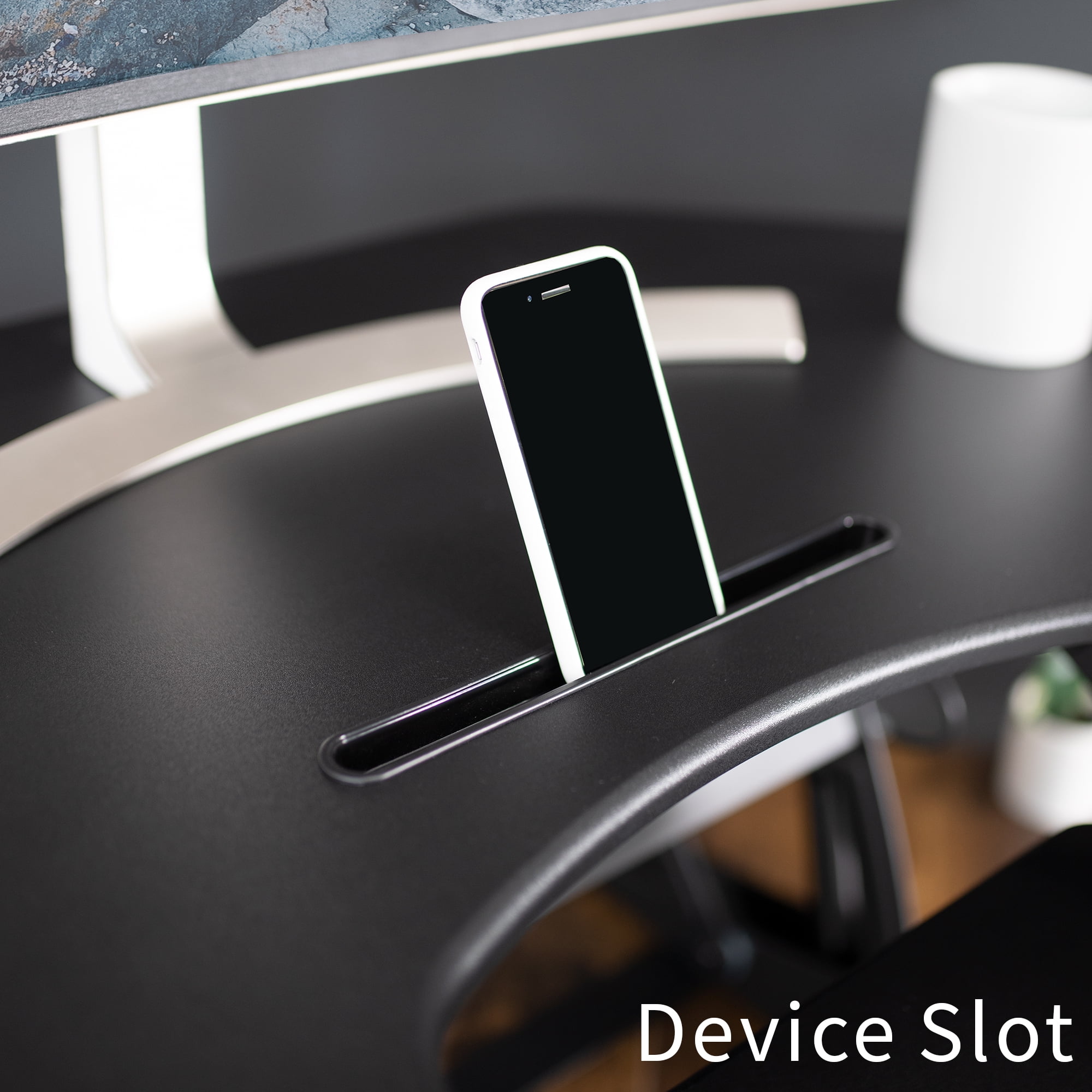 VIVO Black Corner Height Adjustable Cubicle Sit to Standing Tabletop Desk Riser