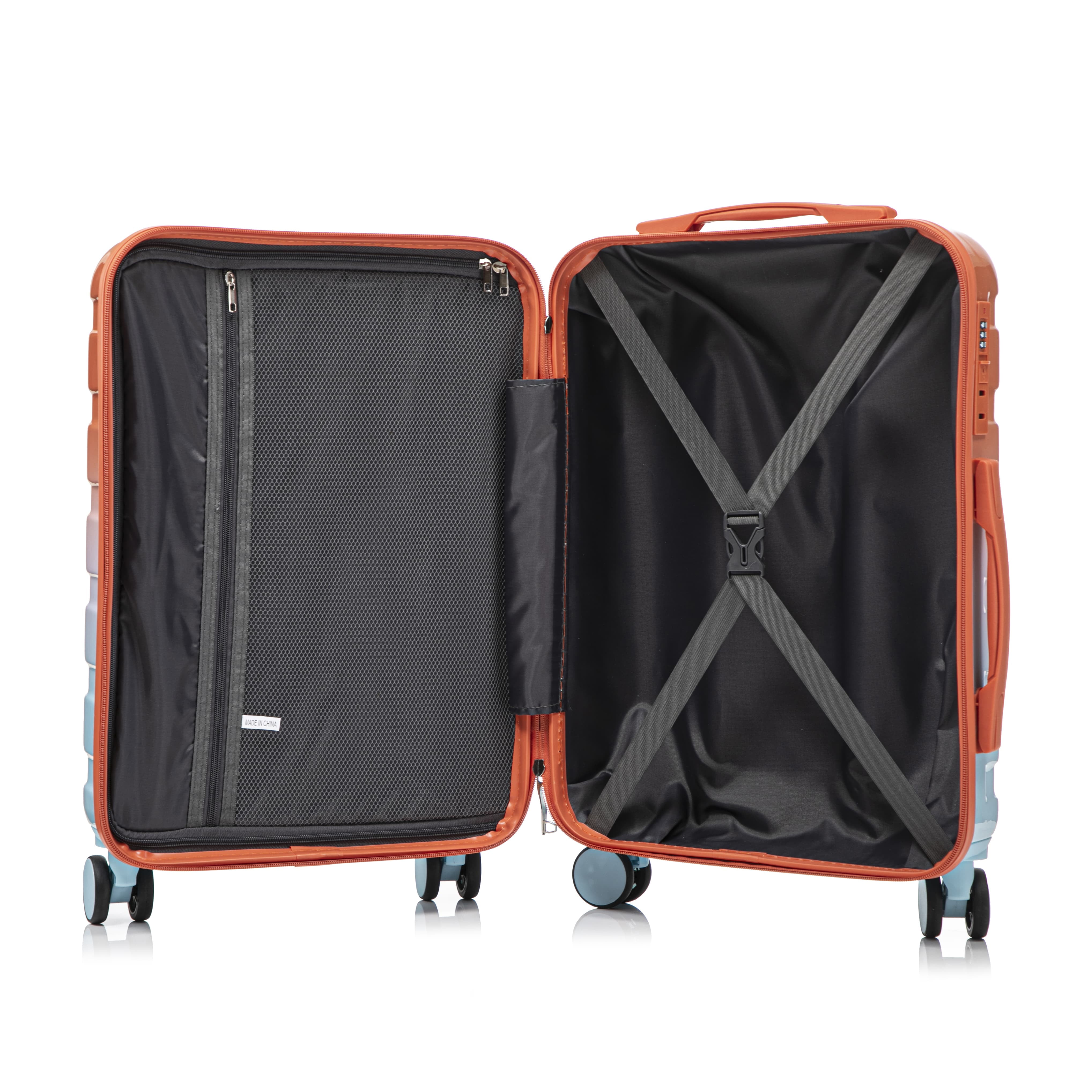 Leumius 2 Piece PC Spinner Wheel Luggage Sets, Hardside Suitcase with Combination Lock, 20 inch Carry On Luggage & 14 inch Cosmetic Case